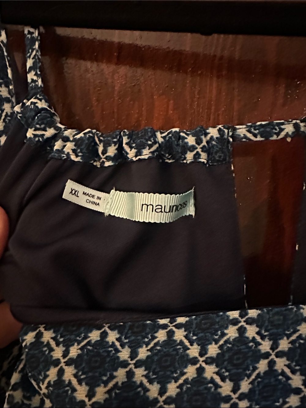 Maurices Navy Maxi Dress with Cream Contrast Hem - Picture 2 of 3